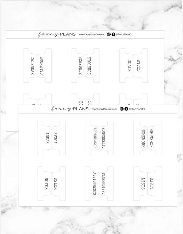 Fold Over General Education Divider Tabs | TYPE FONT | LEGACY
