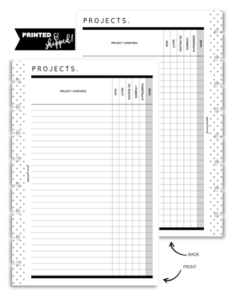 Categorized Project Tracker Fill Paper Inserts – Fancy Plans Co