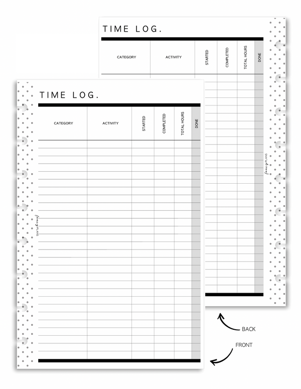 Time Log Tracker Fill Paper <PRINTABLE PDF>