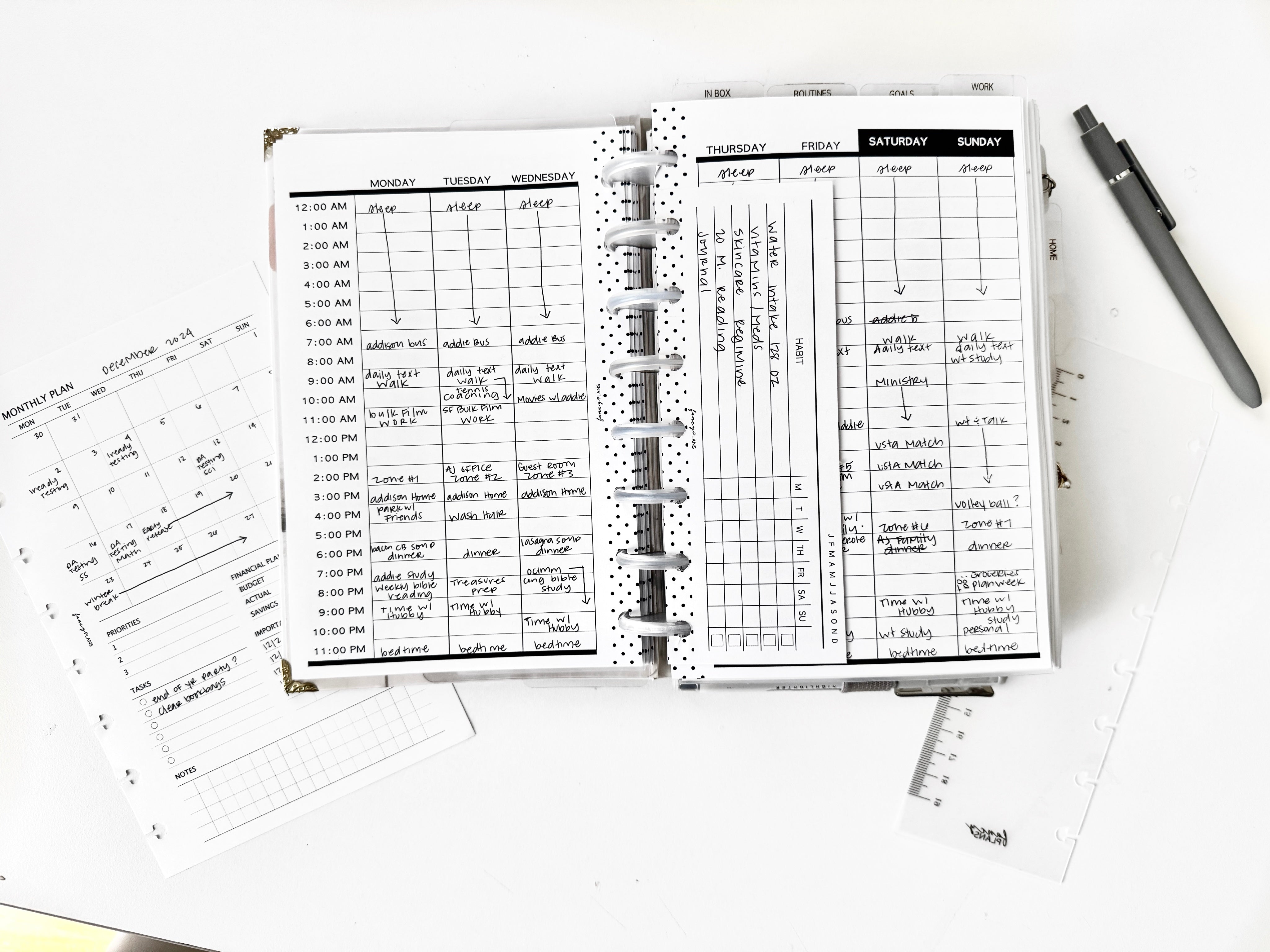 Calendar Inserts | Time Blocking Style Layout MONDAY START | Undated ...