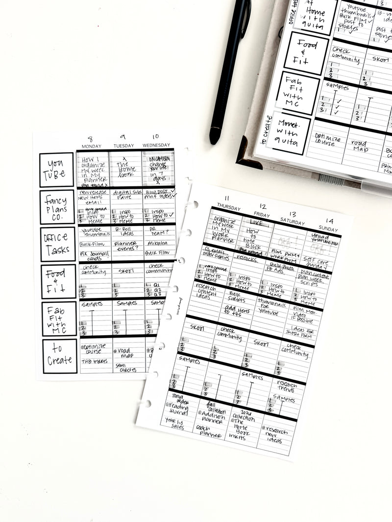 Subject Style CALENDAR INSERTS <Un-Dated PRINTED AND SHIPPED>