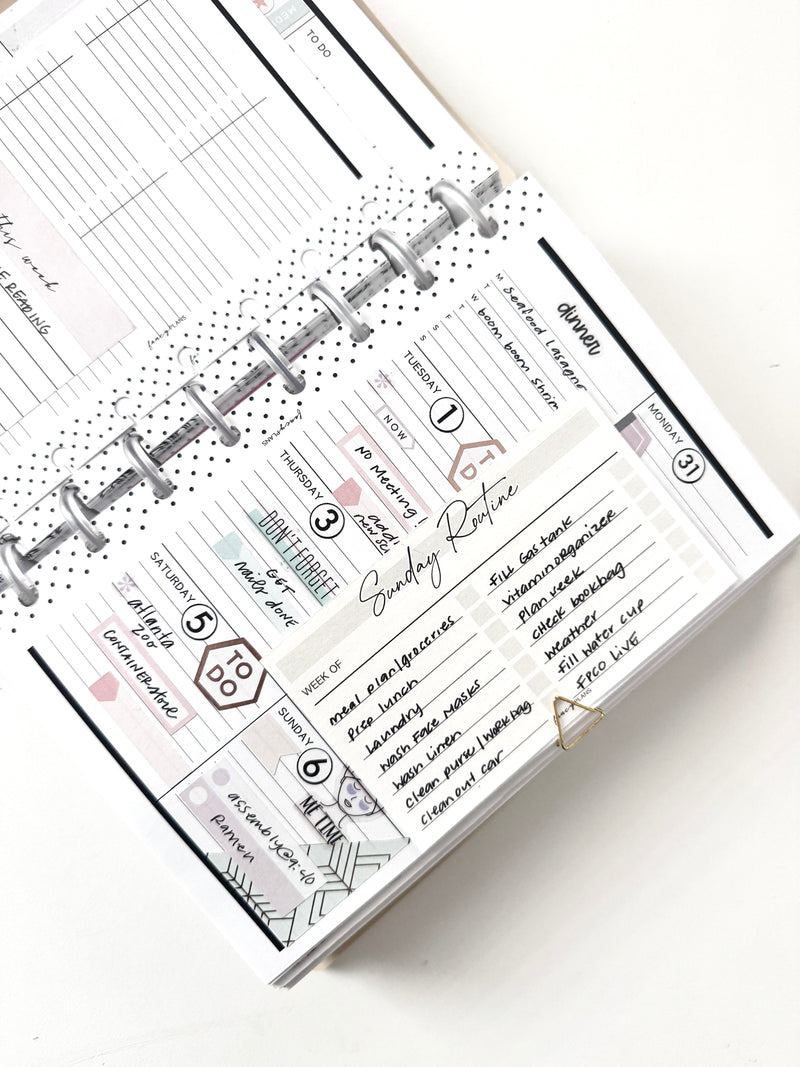 3 x 5 Sunday Routine 2 Column Journal Task Cards