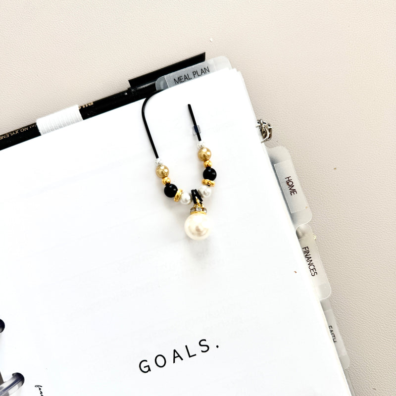 Fancy Charms Paperclips | Large Pearl w/ Black and Gold – Fancy Plans Co