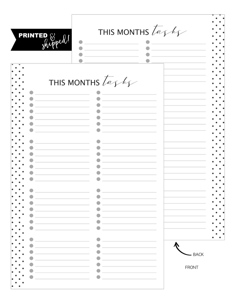 This Months Tasks Fill Paper Inserts