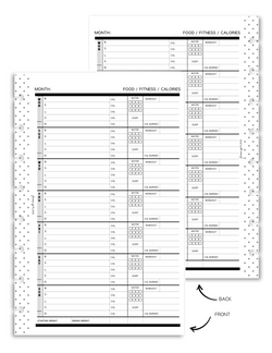 Food / Fitness / Calories Tracker Fill Paper