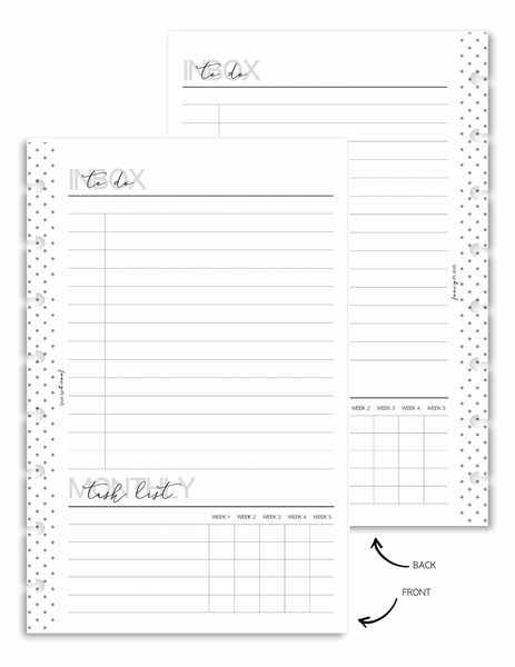 Inbox Monthly Task List Fill Paper – Fancy Plans Co