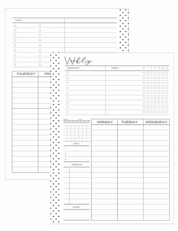 Nautical Summer Monthly Calendar Inserts