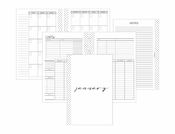 Minimal Week to View Diary Refill - Pocket