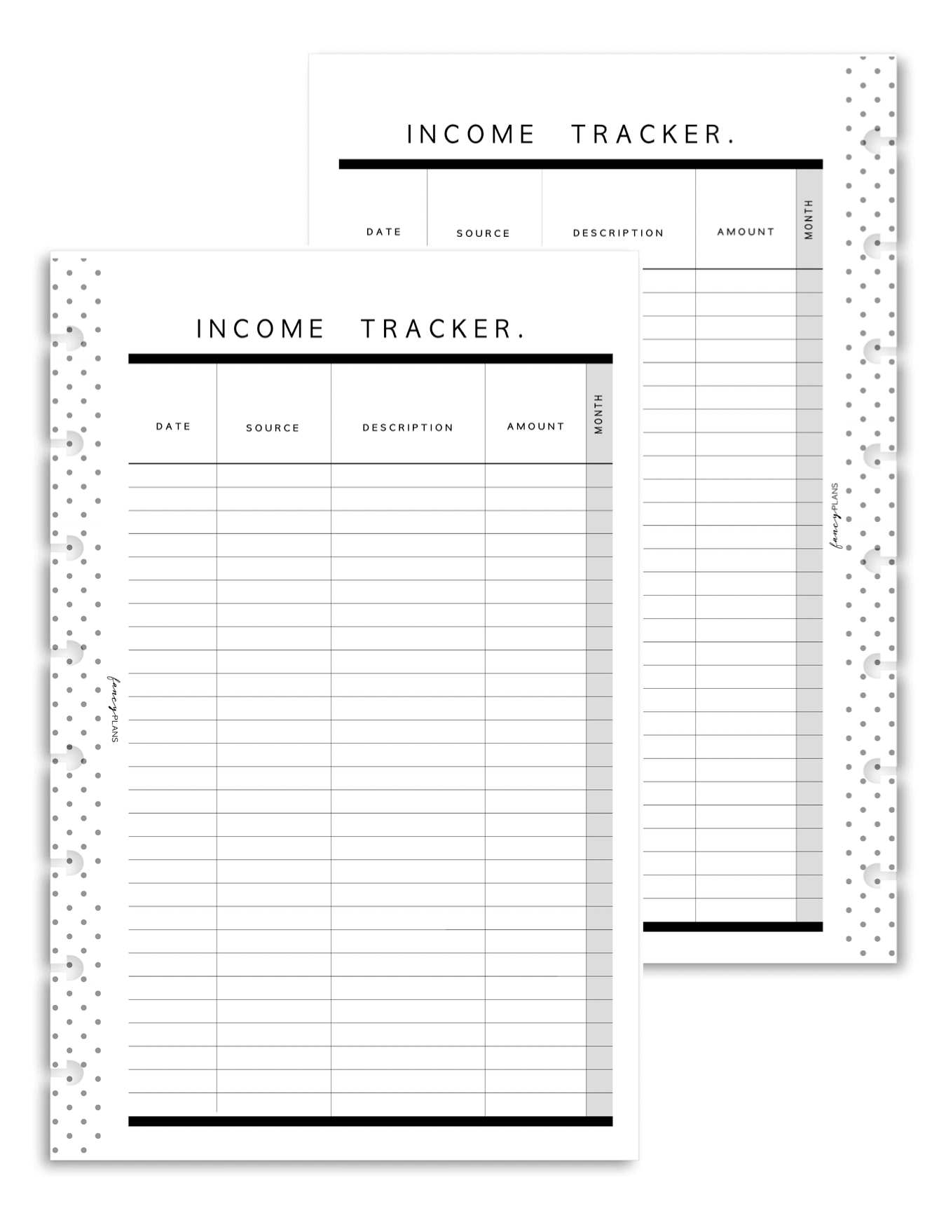 Income Tracker Fill Paper – Fancy Plans Co