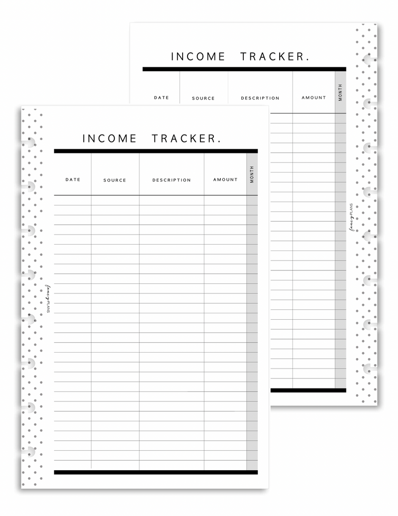 Income Tracker Fill Paper