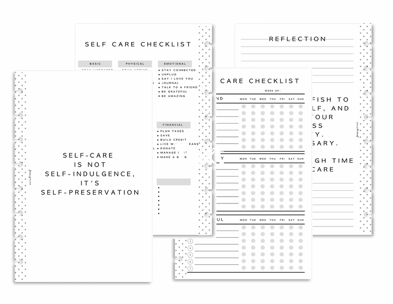 Self Care Checklist Fill Paper