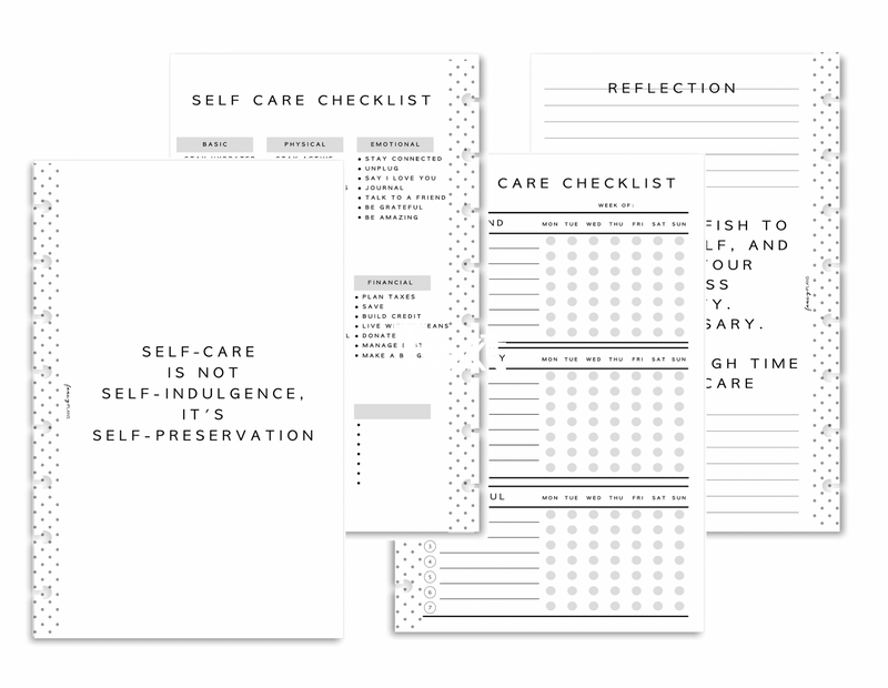 Self Care Checklist Fill Paper | PRINTABLE PDF