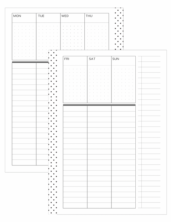 Vertical Lined LAYOUT V2 MONDAY START <Un-Dated PRINTED AND SHIPPED>