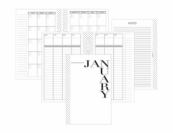 Vertical Lined Layout V2 MONDAY START | Un-dated