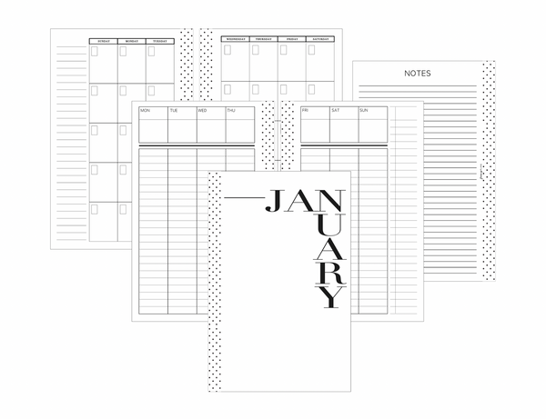 Vertical Lined LAYOUT V2 MONDAY START <Un-Dated PRINTED AND SHIPPED>