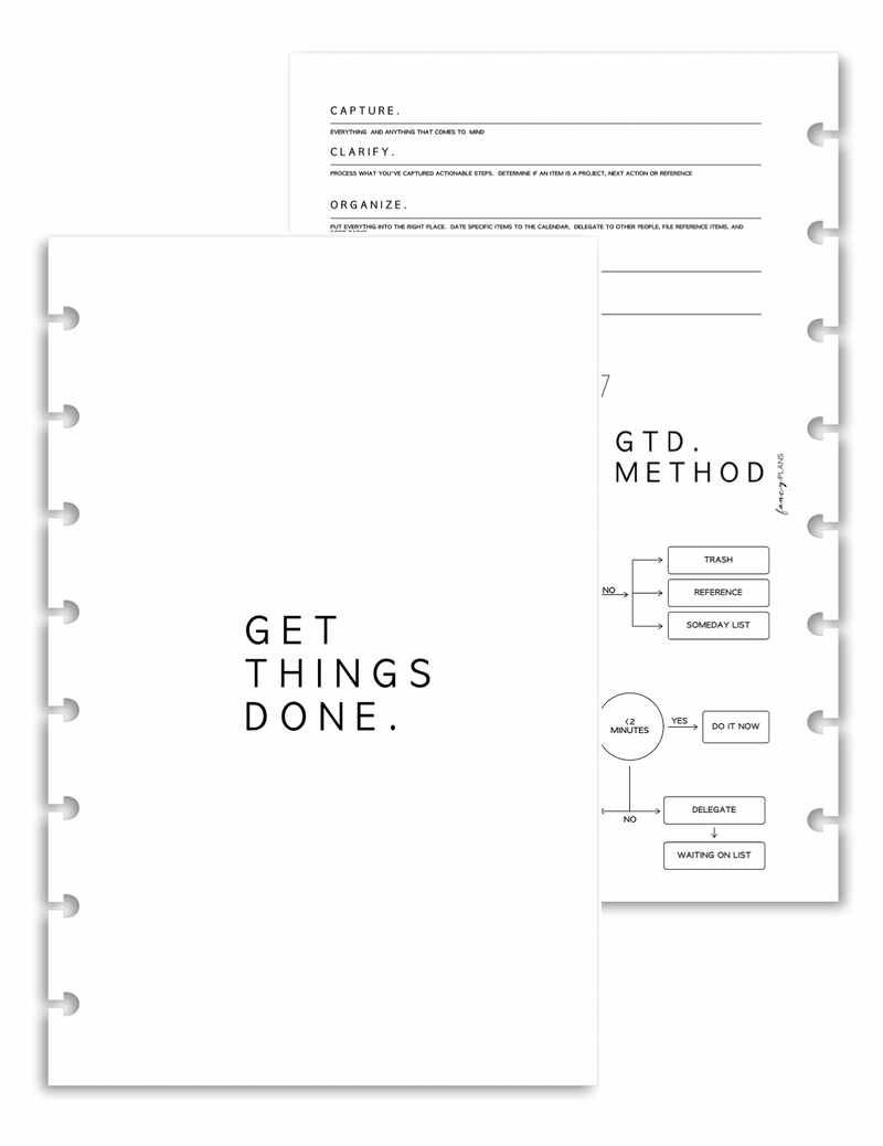 Getting Things Done Method Template Get Things Done Method GTD Inserts | Digital Download – Fancy Plans Co