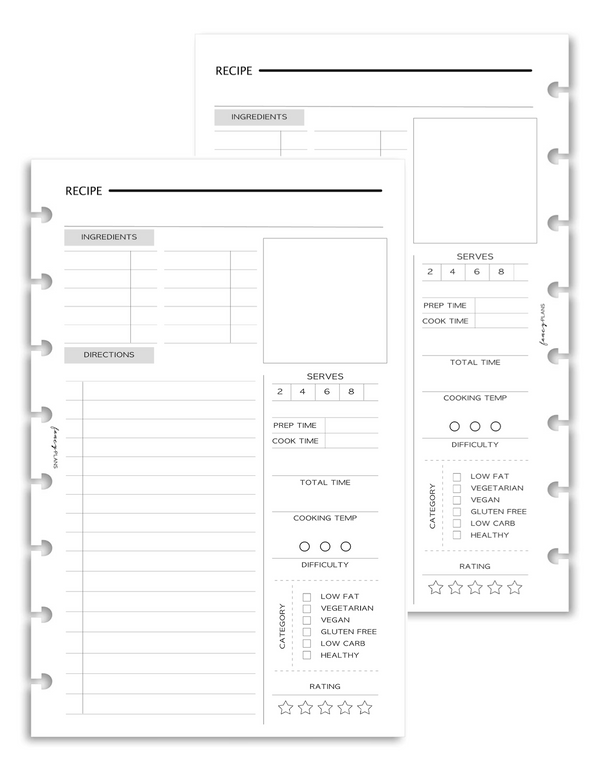 Recipe Page Inserts