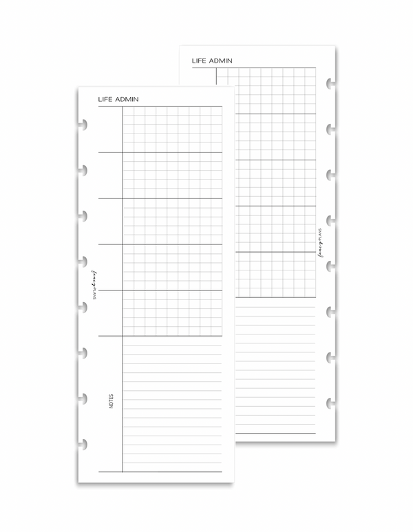 Life Admin Tasks | Half Sheet