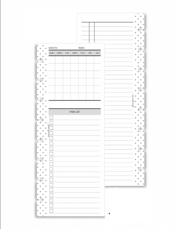 Calendar Tasks Fill Paper HALF SHEET <PRINTED AND SHIPPED>