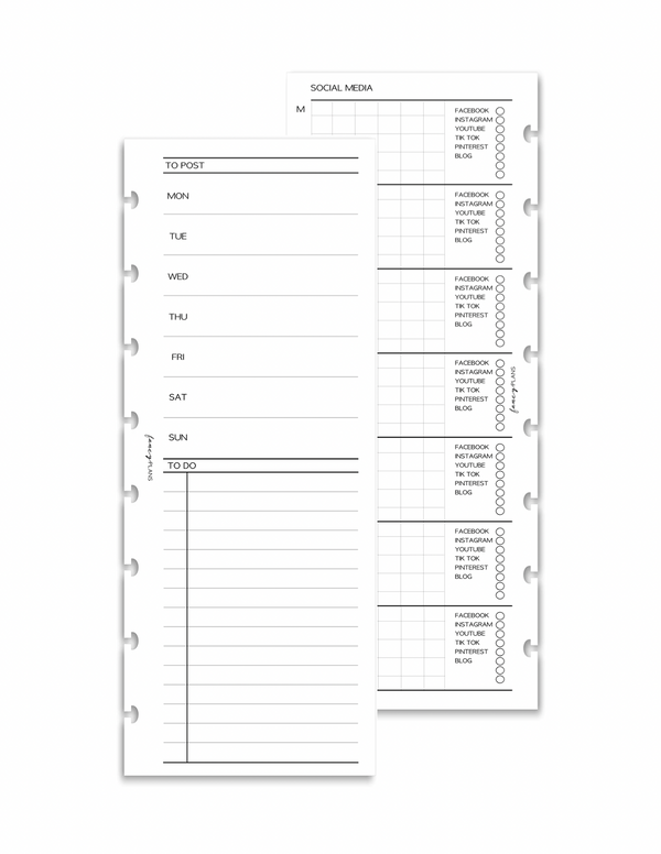 Social Media Posts Planner | Half Sheet