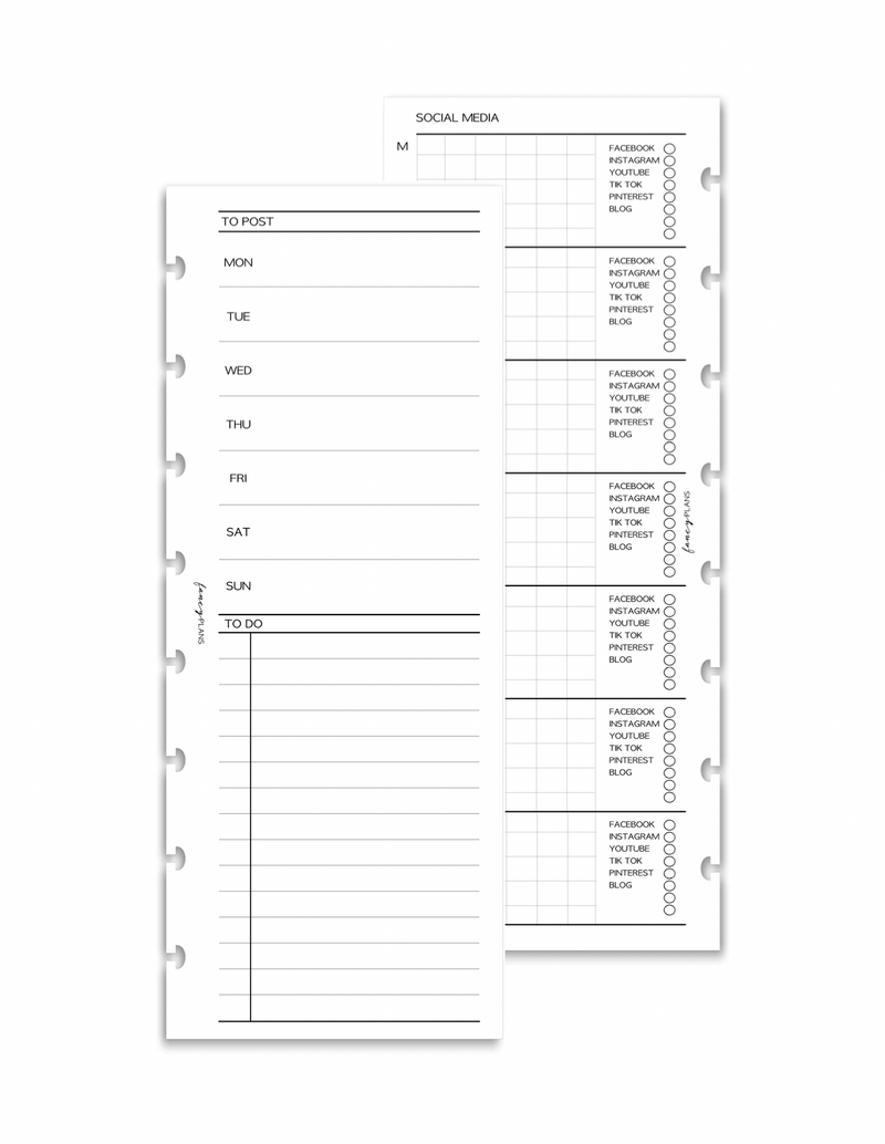 Social Media Posts Planner | Half Sheet