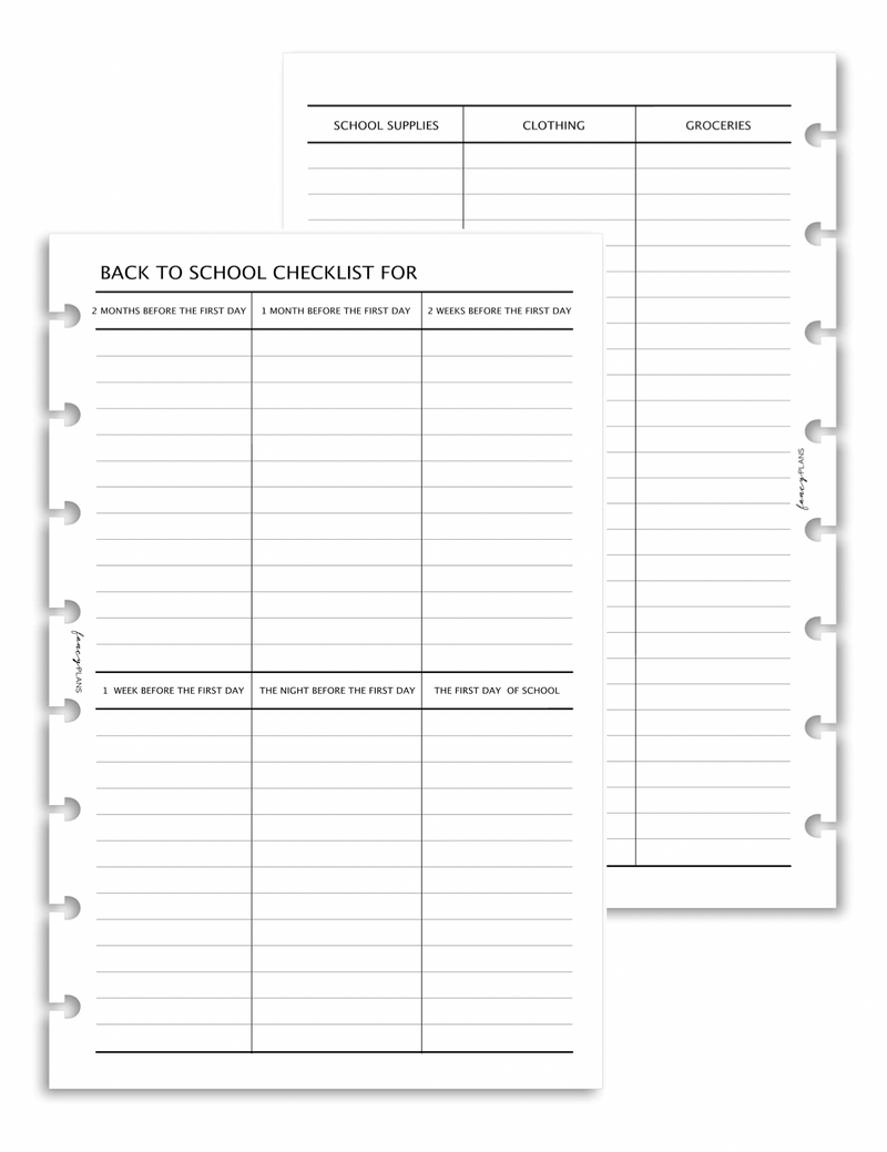 Back To School Checklist