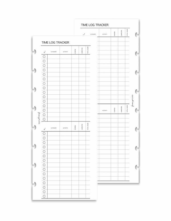 Time Log Tracker | Half Sheet
