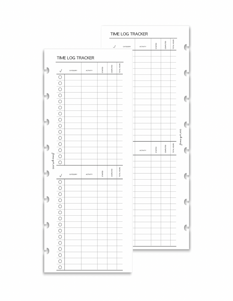 Time Insert Paper Time Log Tracker | White Board Inserts – Fancy Plans Co