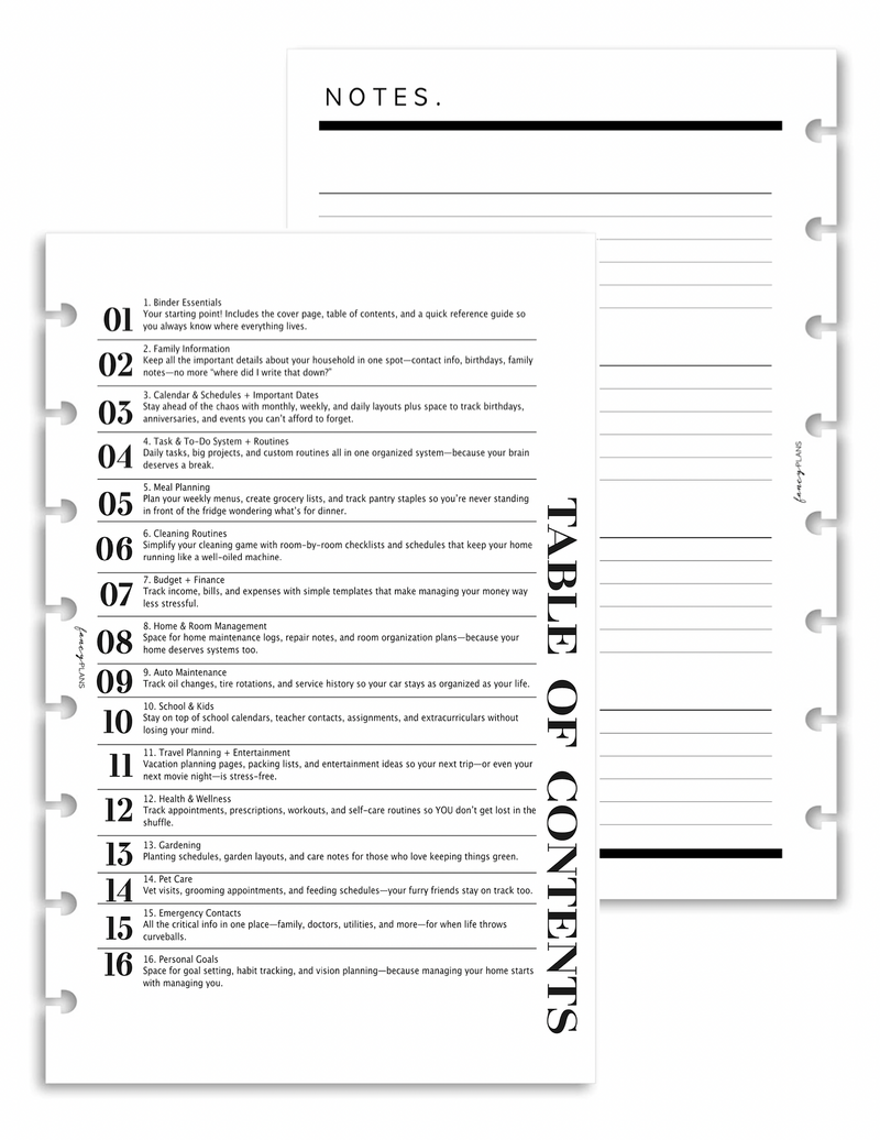Divider Pages + Table of Contents | The Home Book | 120 gsm paper