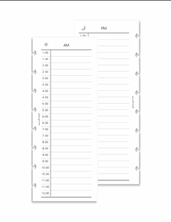 AM and PM Hourly Schedule | Half Sheet