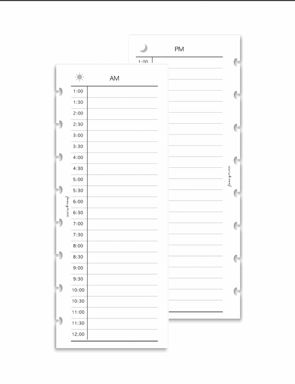 AM and PM Hourly Schedule | Half Sheet
