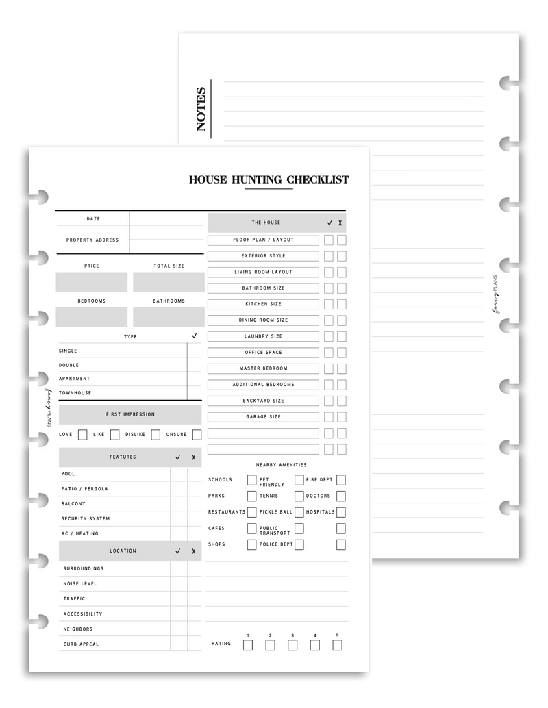 House Hunting Checklist
