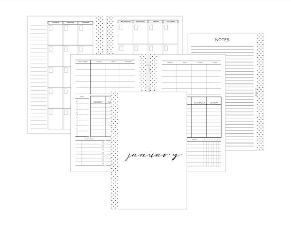 Family Planner Layout - MONDAY START | Un-Dated