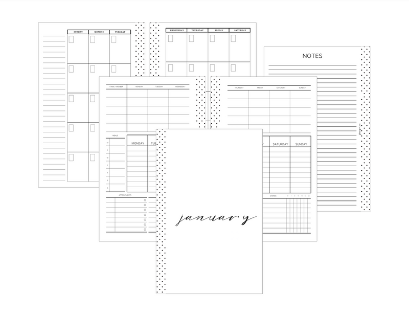 Family Planner Layout - MONDAY START | Un-Dated
