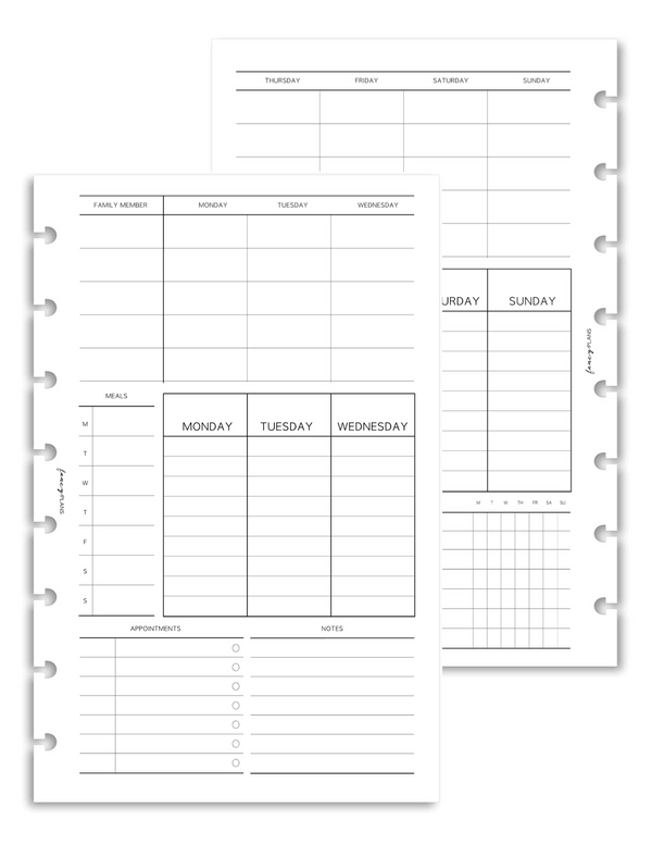 Family Planner Layout - MONDAY START | Un-Dated