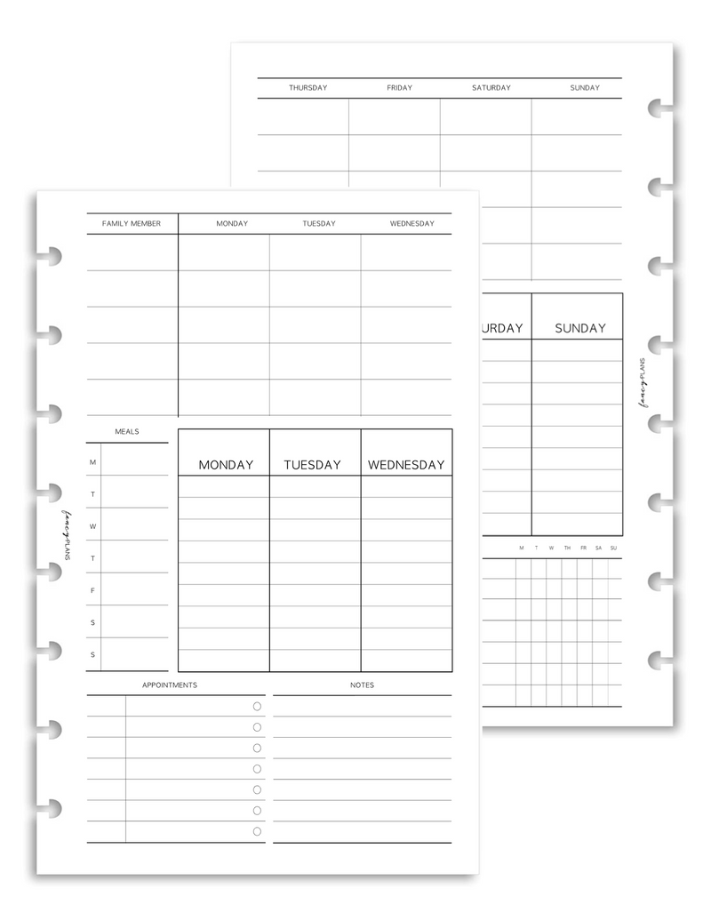 Family Planner Layout - MONDAY START | Un-Dated