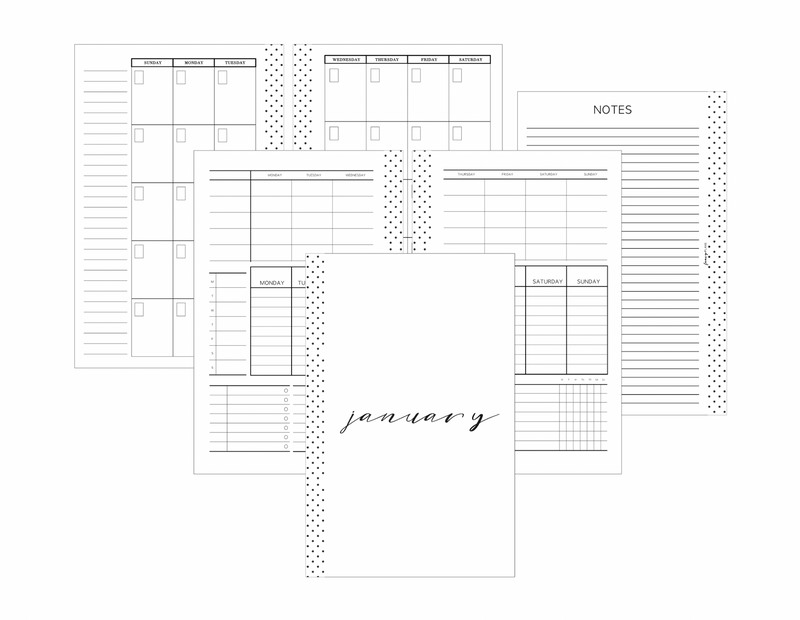 Family Planner Layout V2 Blank - MONDAY START | Un-Dated