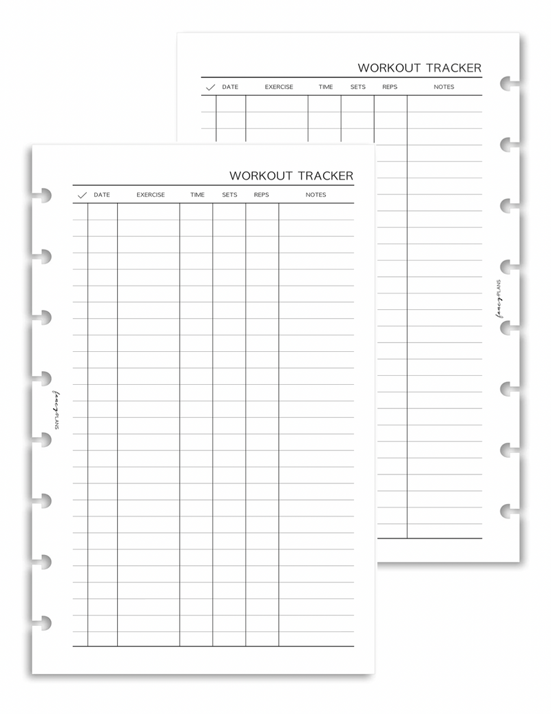 Planner Inserts | Workout Tracker – Fancy Plans Co