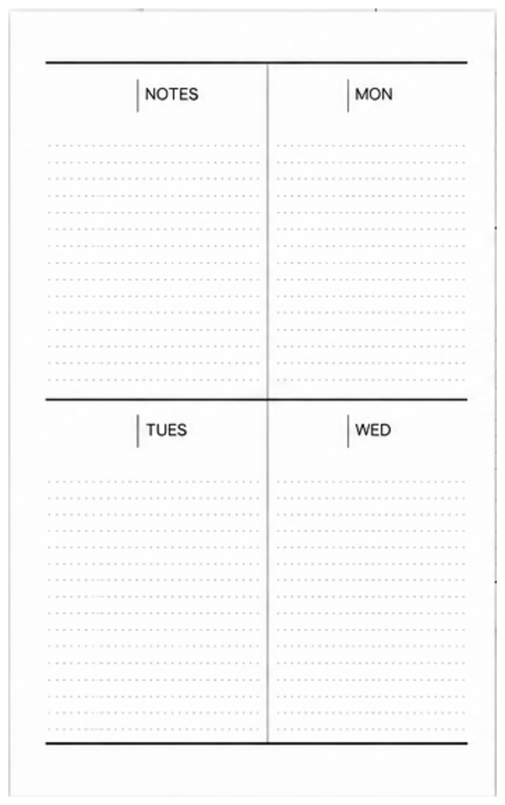 Vertical Week on 2 planner layout