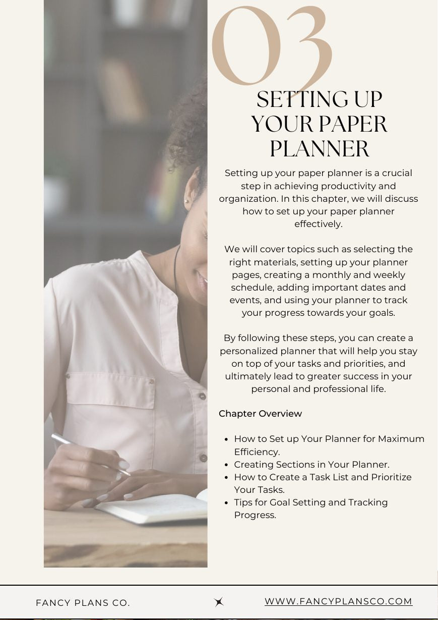 Guide page about setting up a paper planner