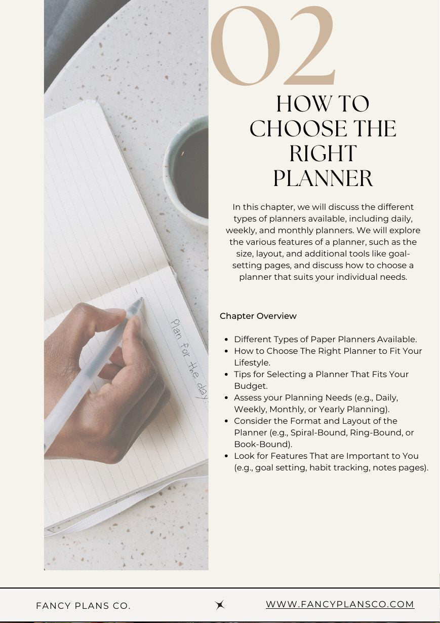 Guide page about choosing the right planner