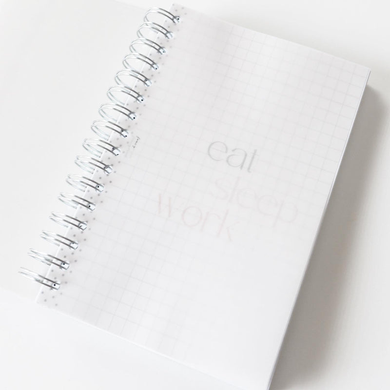 Coiled Notebook | Eat Sleep Work  | FROSTED COVER