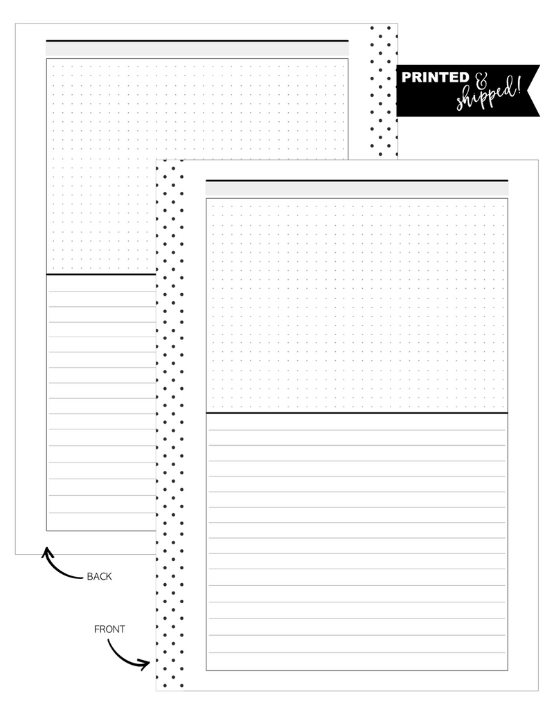 Lined and Dot Grid Horizontal Fill Paper Inserts <PRINTED AND SHIPPED>