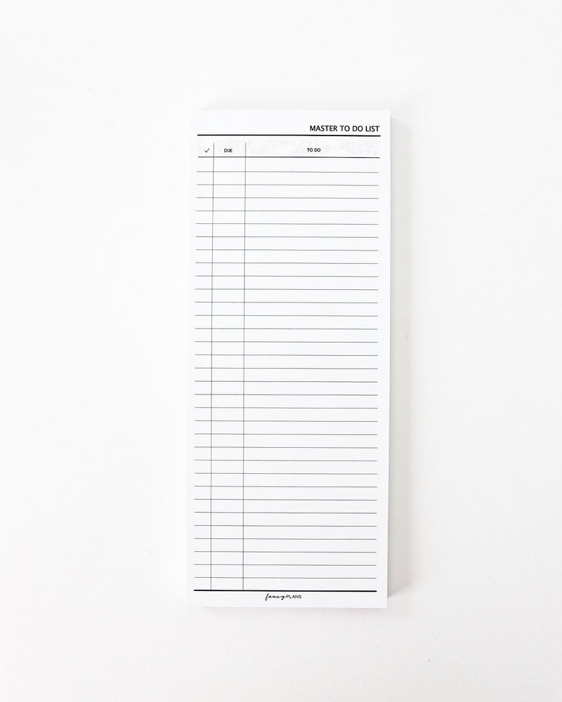 3 x 8 Notepad | Master To Do List – Fancy Plans Co