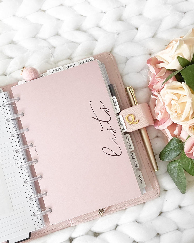 Planner Subjects Mauve Metalic Cardstock Dashboards <PRINTED AND SHIPPED>