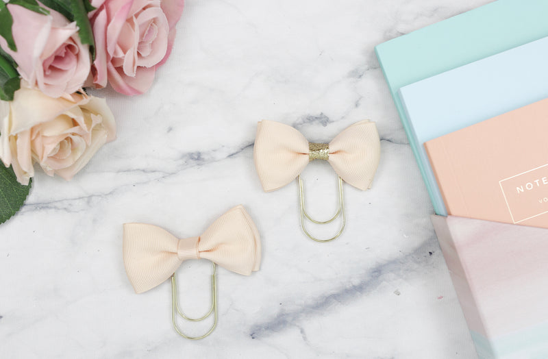 Double Tan Bow Paper Paper Clip