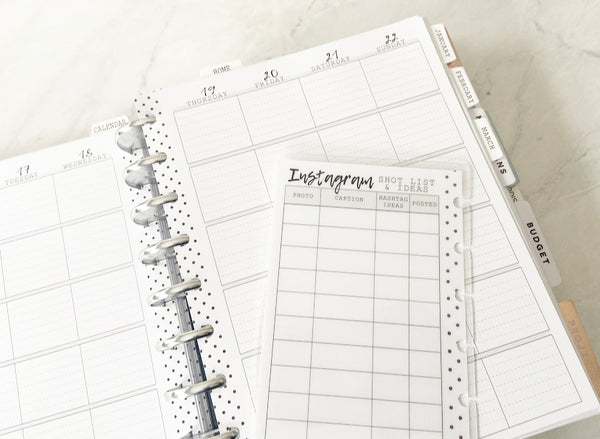 Instagram Content Feed Planner White Board Insert <Half Sheet Size>