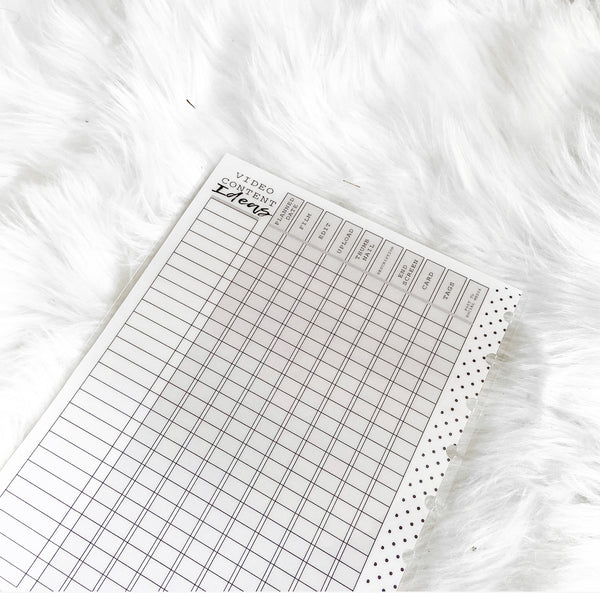 Youtube Video Content Tracker White Board Insert <Standard Size>