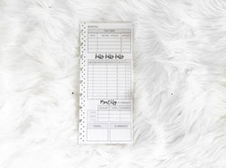 Bill and Expense Tracker White Board Insert <Half Sheet>