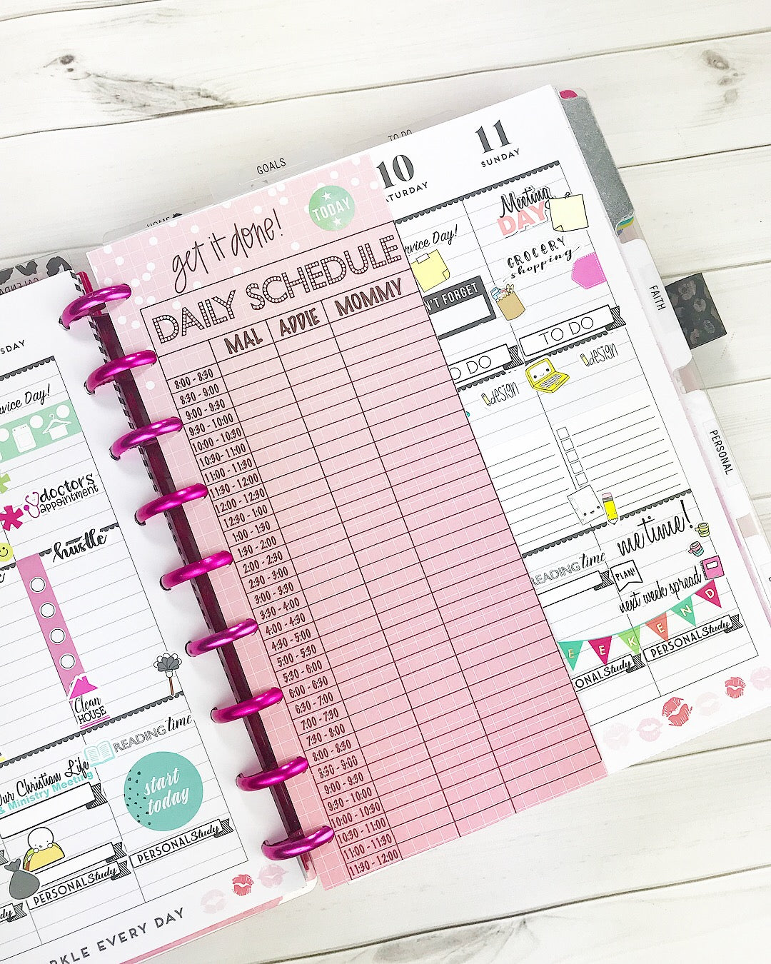 Daily Schedule Print On For Half Sheets | Classic Size Happy Planner ...